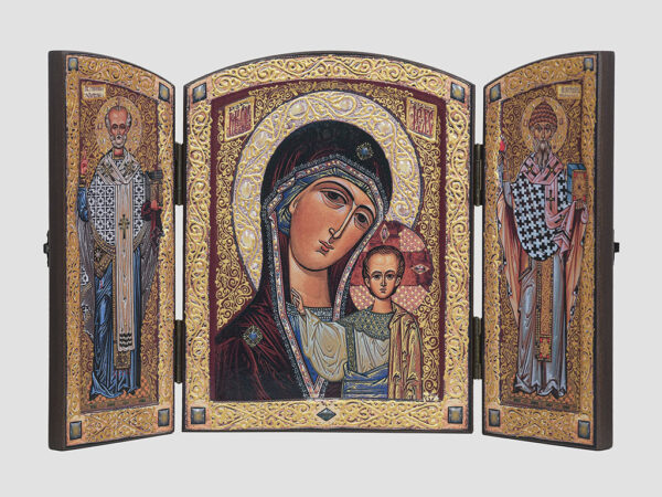 Складень: Казанская икона Божией Матери, Cв.Николай, Св.Спиридон (С.Вандаловский)