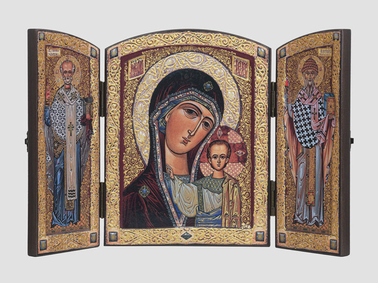 Складень: Казанская икона Божией Матери, Cв.Николай, Св.Спиридон (С.Вандаловский)