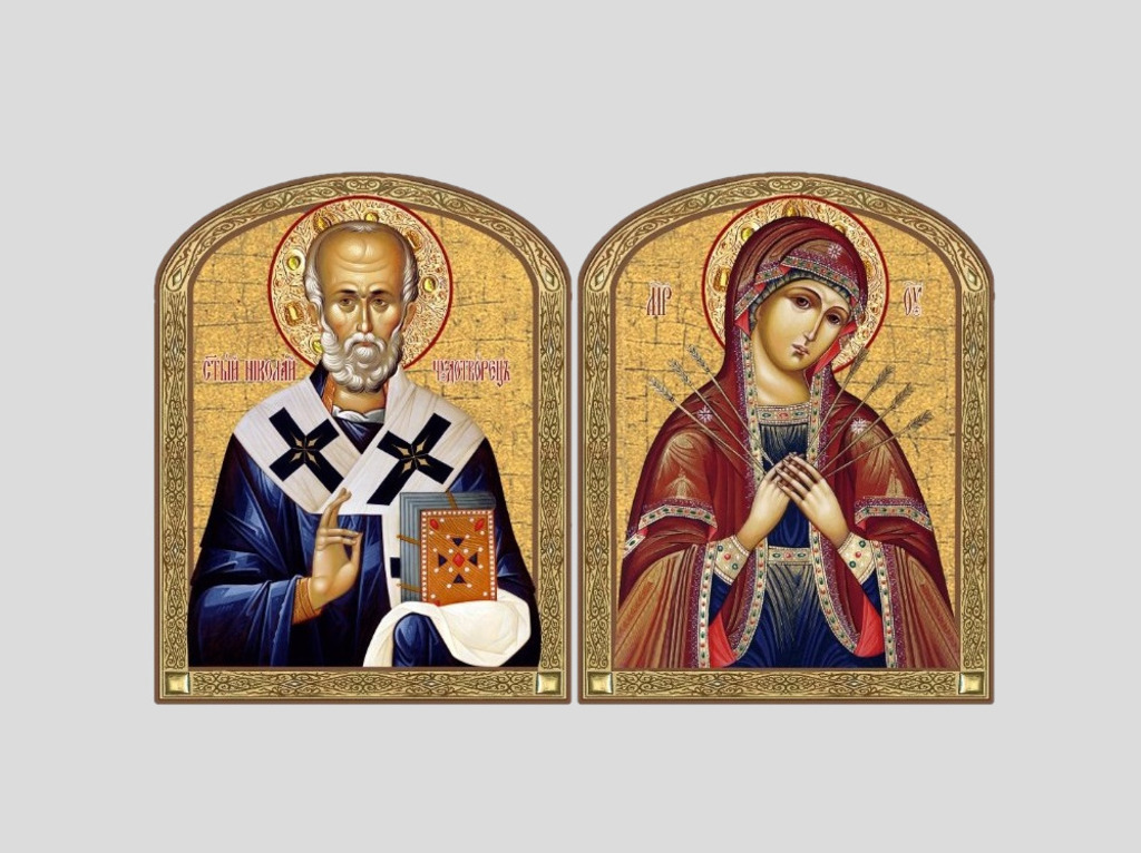Складень: Семистрельная икона Божией Матери, Св.Николай Чудотворец