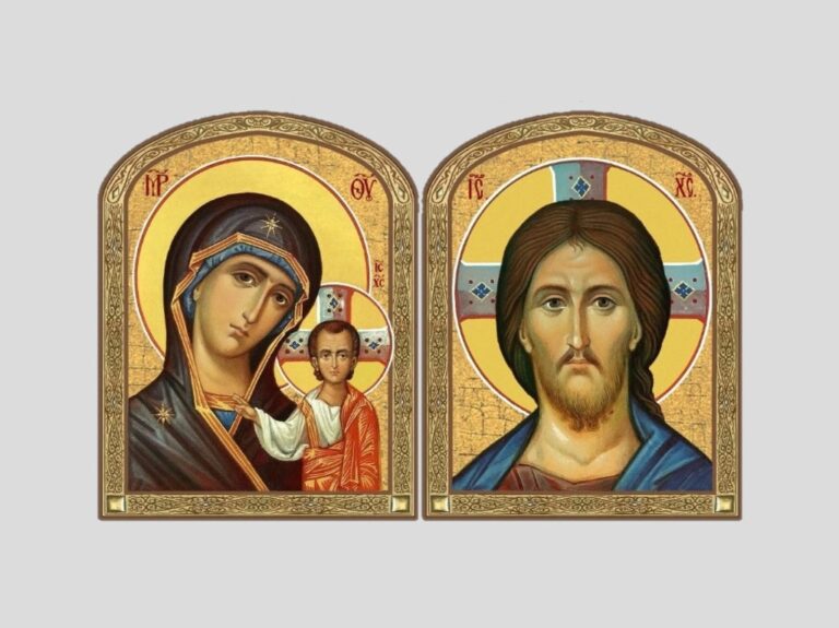 Складень: Иисус Христос, Казанская икона Божией Матери
