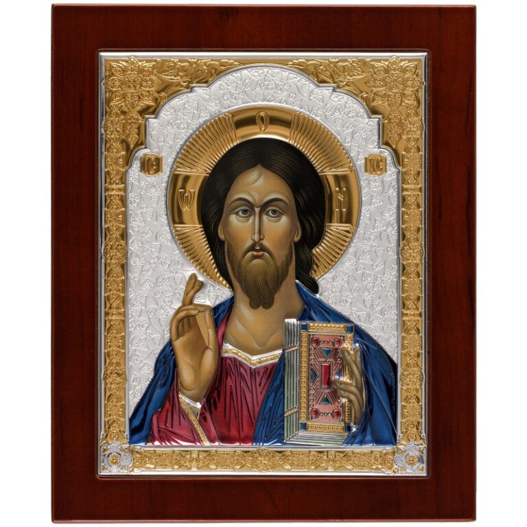 Спаситель (икона серебряная, коричневая, цветная)