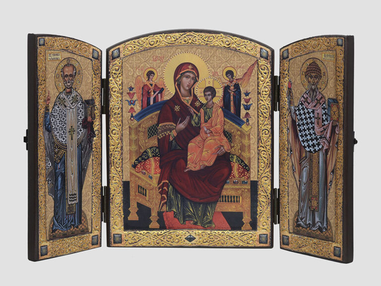 Складень: "Всецариця" ікона Божої Матері, Cв.Миколай, Св.Спиридон