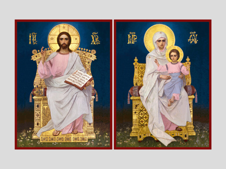 Пара вінчальна з іконою Божої Матері з Немовлям (іконостас Трапезного храму, Києво-Печерська лавра)