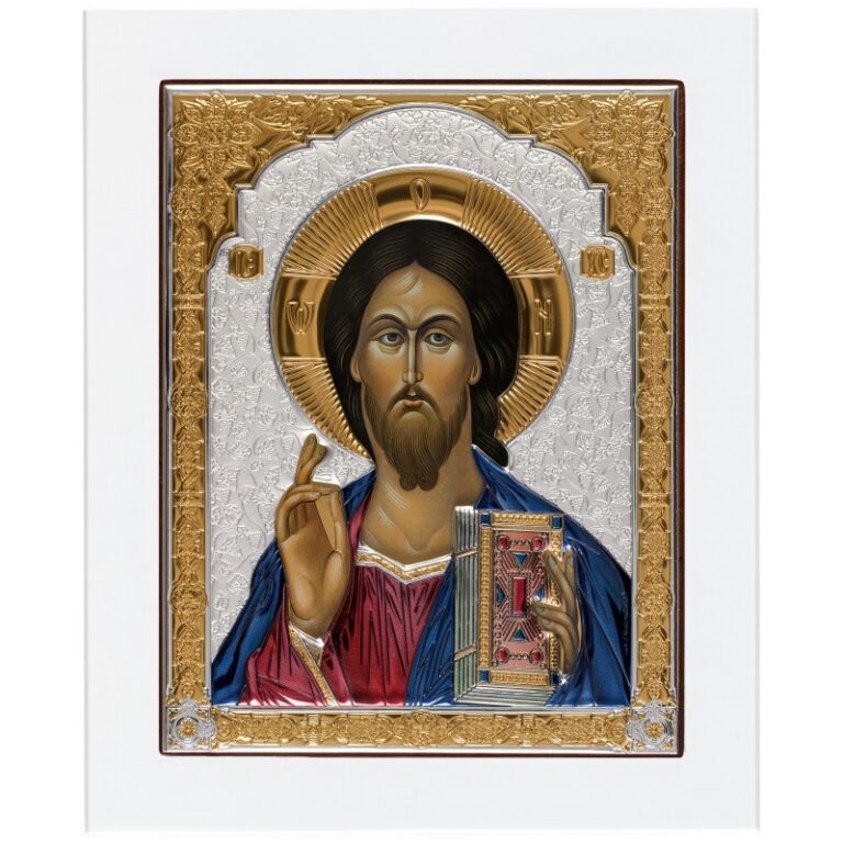 Спаситель (ікона срібна, біла, кольорова)