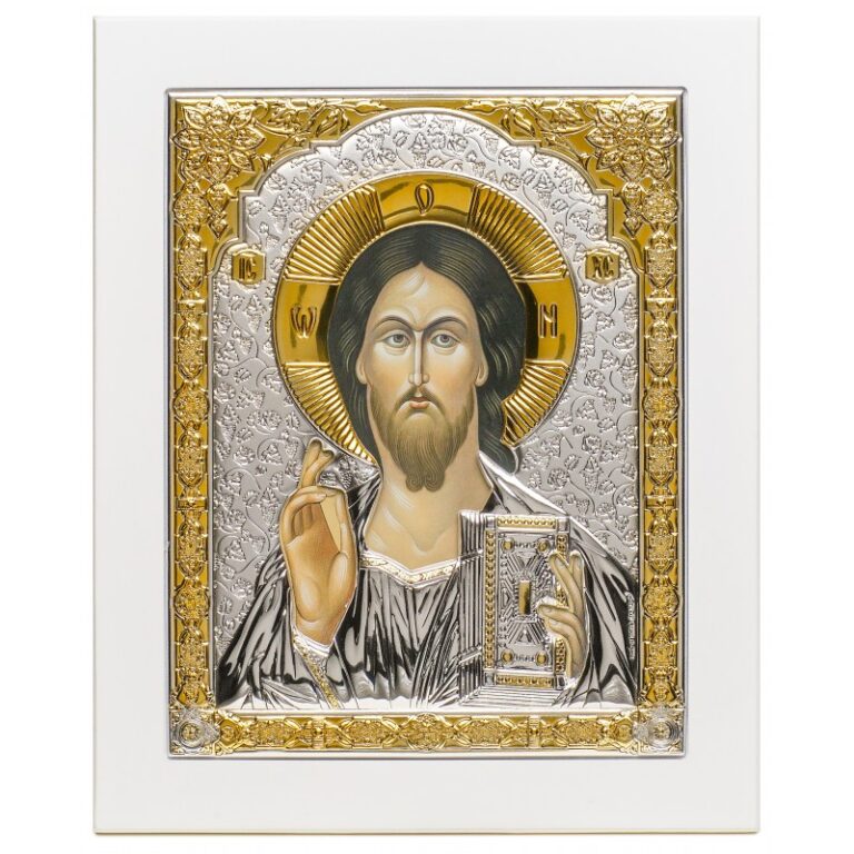 Спаситель (ікона срібна, біла)